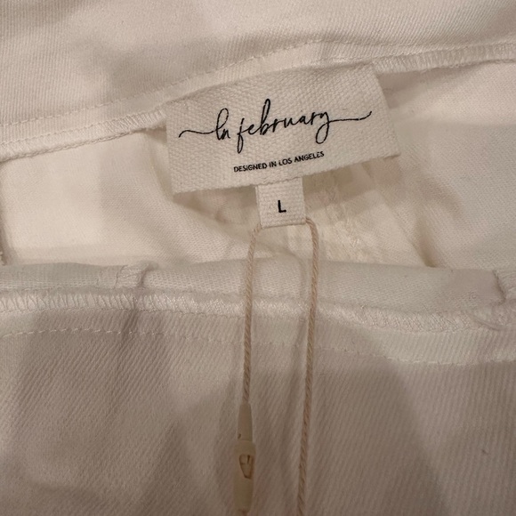 Extra Wide -Leg Denim Pants, Cream Color-NWT-Sz Large Casual Boho - Picture 3 of 8